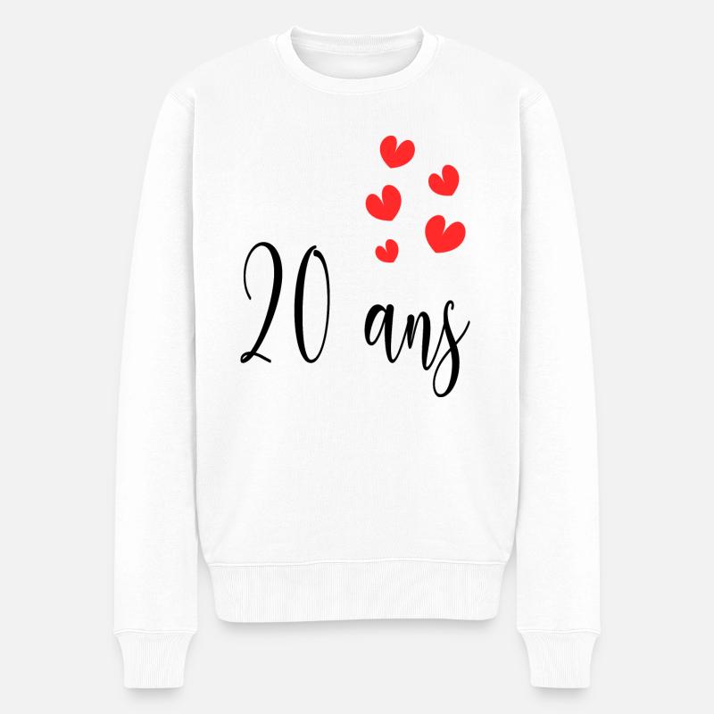20. 20 ANS. 20e ANNIVERSAIRE. ANNIVERSAIRE 20 ANS. - Pull Premium bio Homme - blanc