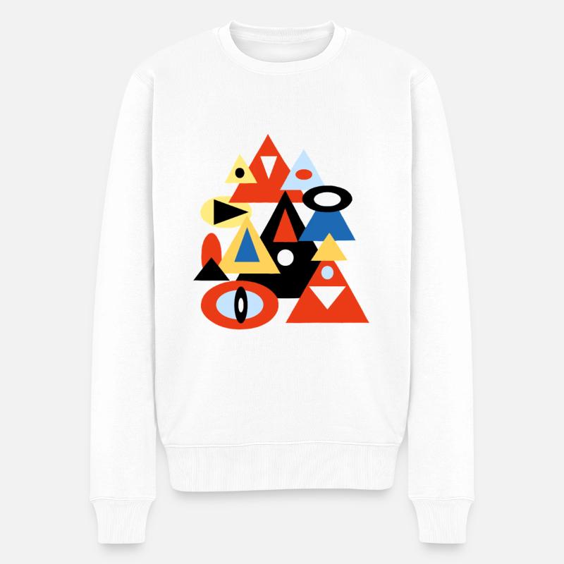 Geometrisches abstraktes Pyramidendesign - Männer Premium Bio Pullover - Weiß