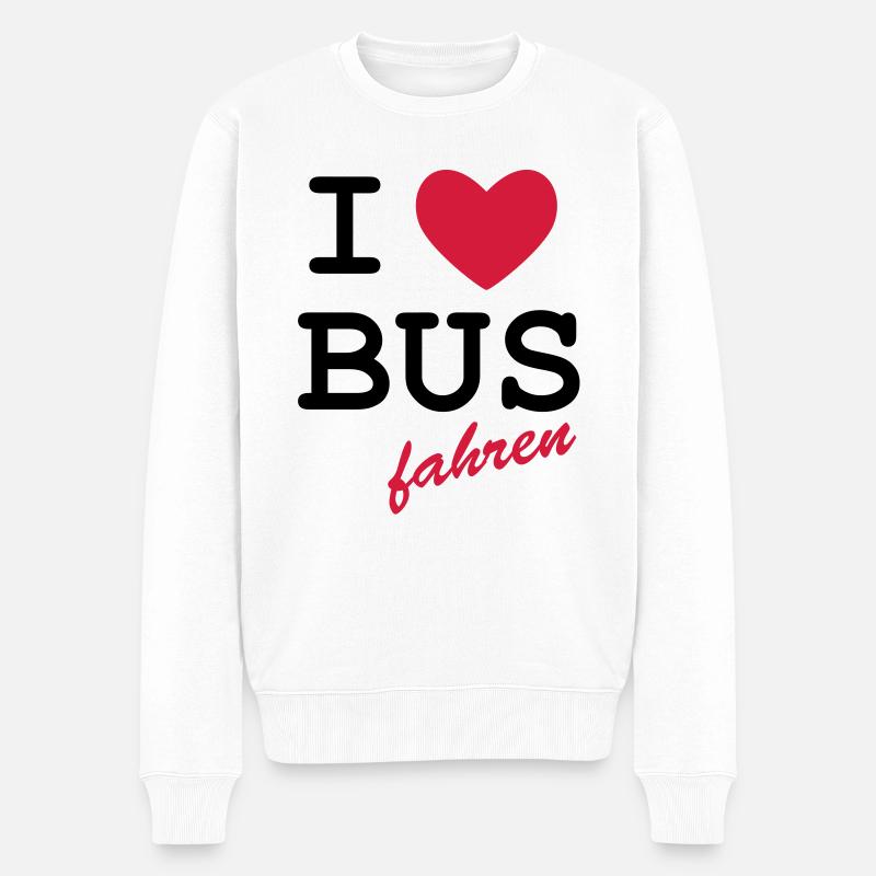 I Love Busfahren - Männer Premium Bio Pullover - Weiß