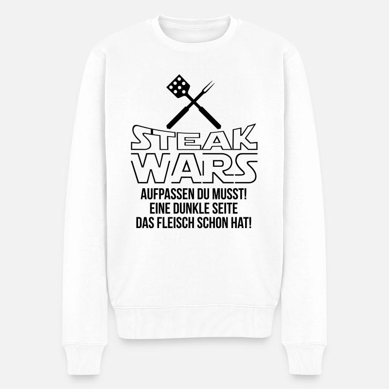 Steak Wars - Männer Premium Bio Pullover - Weiß