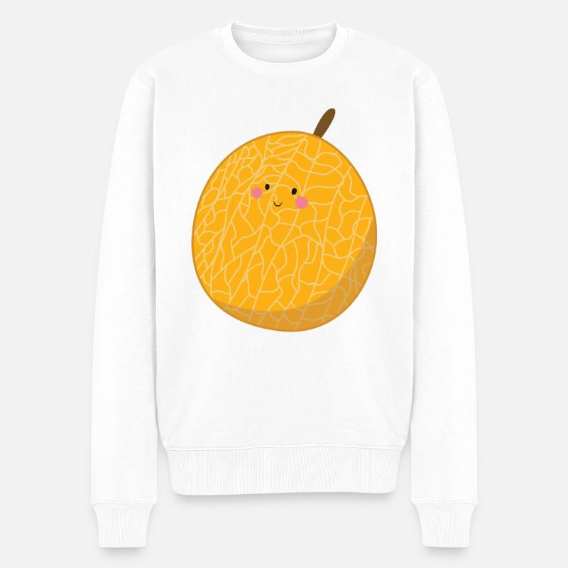 Melon cantaloup - Pull Premium bio Homme - blanc