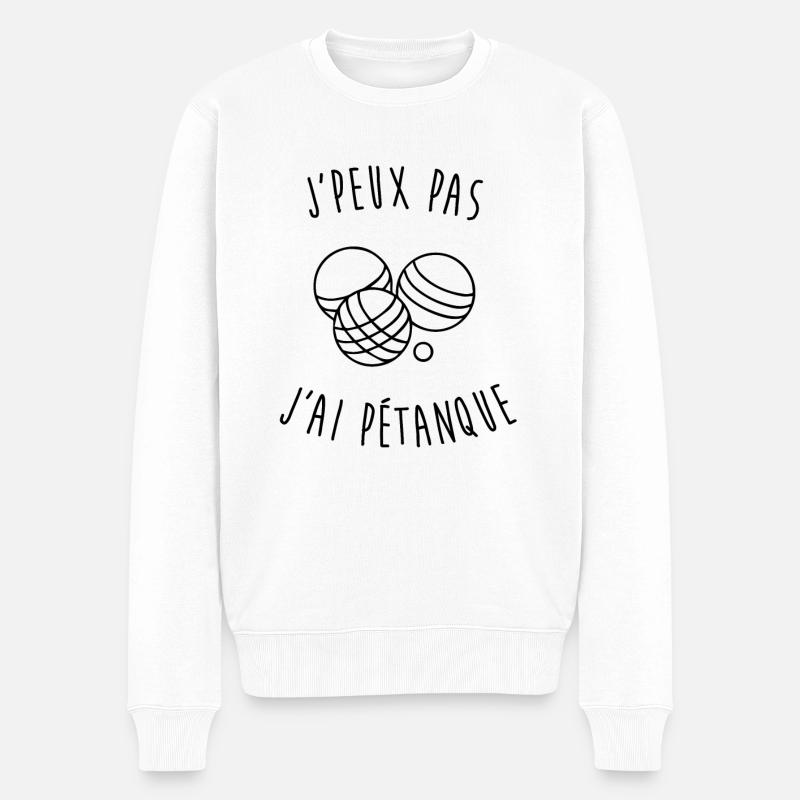Ich kann nicht, ich habe Pétanque! - Männer Premium Bio Pullover - Weiß