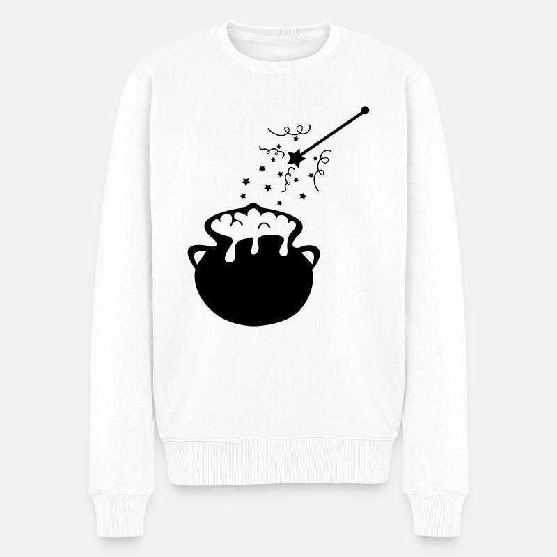 zauberstab kessel - Männer Premium Bio Pullover - Weiß