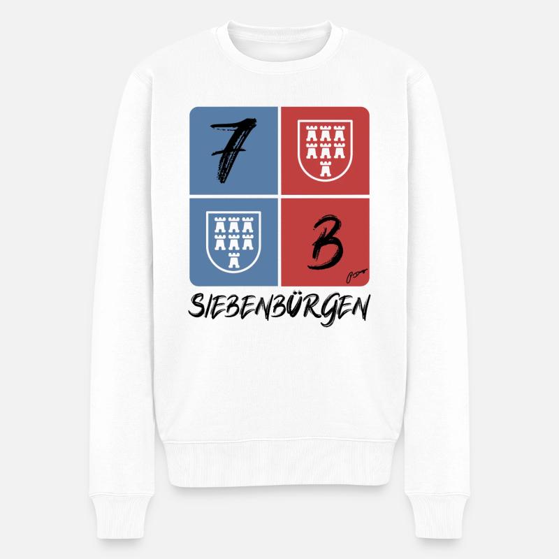 Pongratz Design | Modernes siebenbürgisches Design - Männer Premium Bio Pullover - Weiß