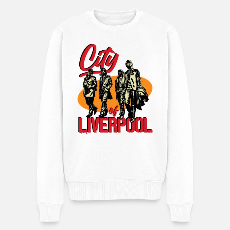 Stadt Liverpool - Männer Premium Bio Pullover - Weiß
