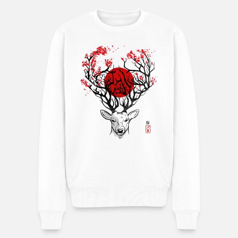 Japan Natur - Männer Premium Bio Pullover - Weiß