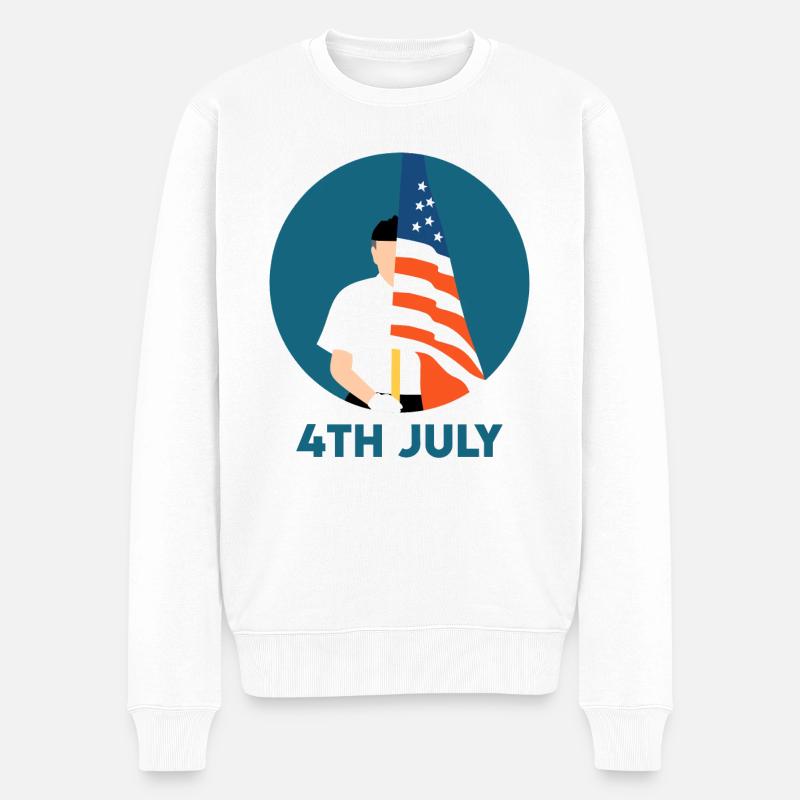 4. Juli - Männer Premium Bio Pullover - Weiß