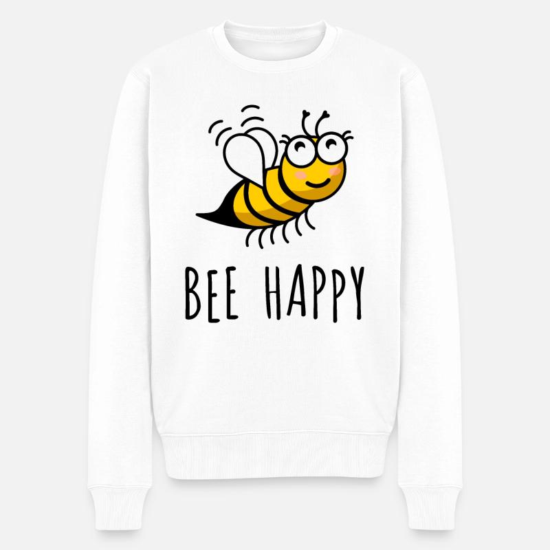 bee happy - Männer Premium Bio Pullover - Weiß