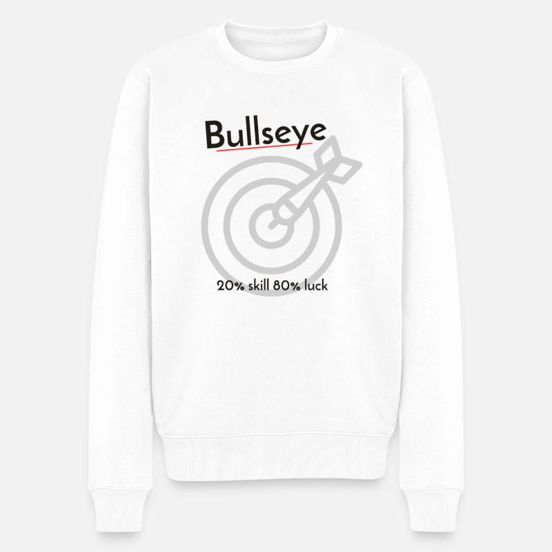 Bullseye Dart 80% Glück - Männer Premium Bio Pullover - Weiß