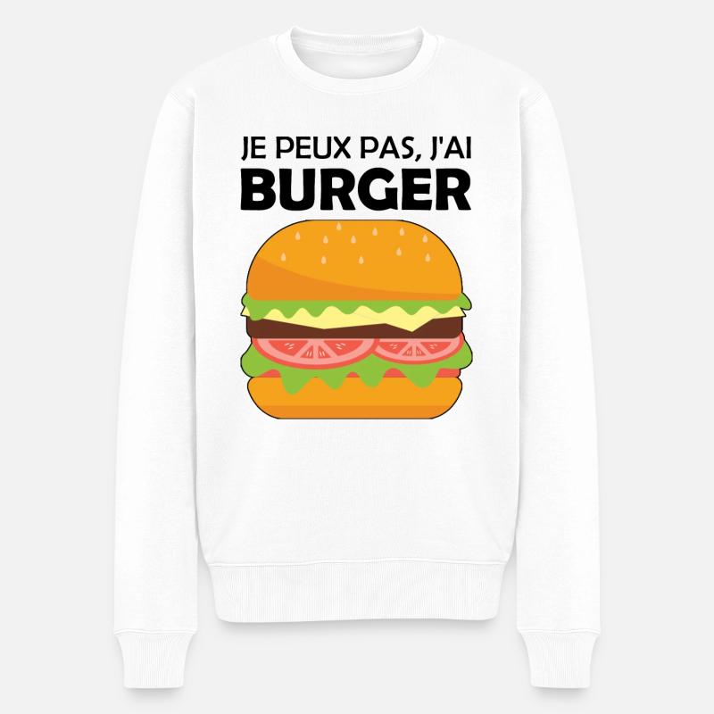 je peux pas j ai burger - Pull Premium bio Homme - blanc