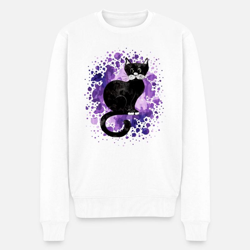 Katze - Männer Premium Bio Pullover - Weiß