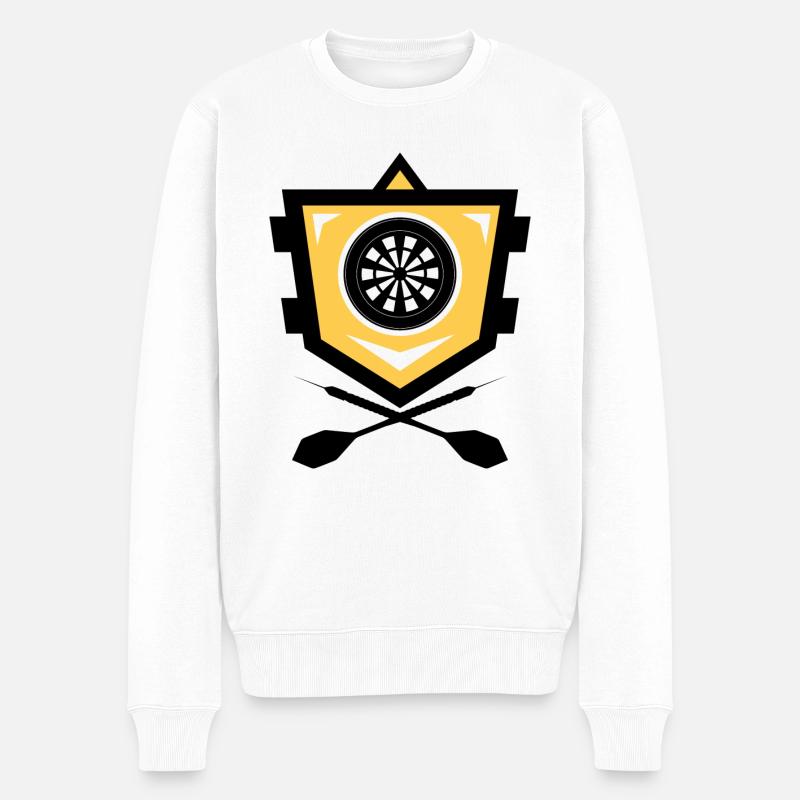 Dart Wappen Schild - Männer Premium Bio Pullover - Weiß