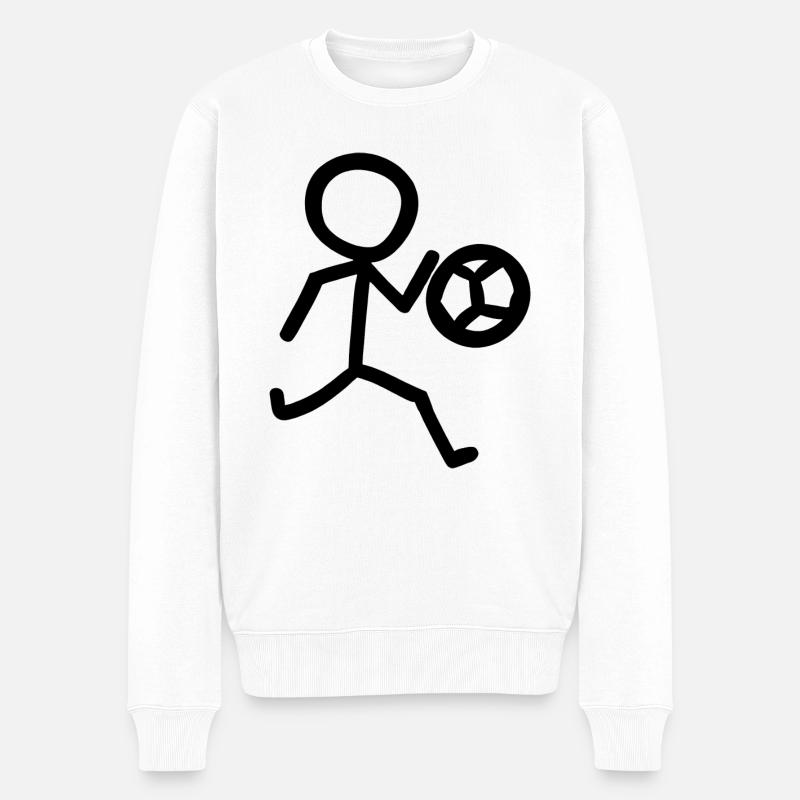 Fußballer Minimalist - Männer Premium Bio Pullover - Weiß