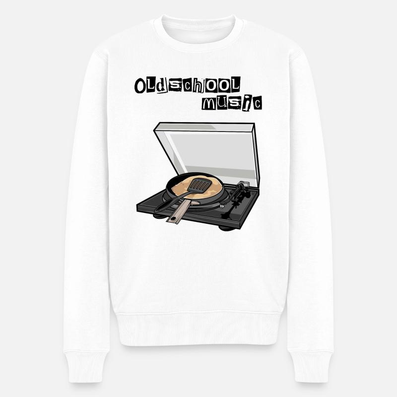 Vinyle // Oldschool Music - Pull Premium bio Homme - blanc