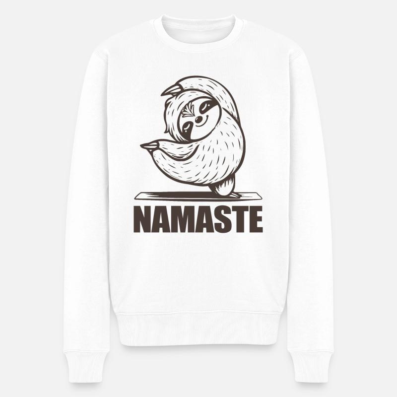 Faultier Namaste - Männer Premium Bio Pullover - Weiß