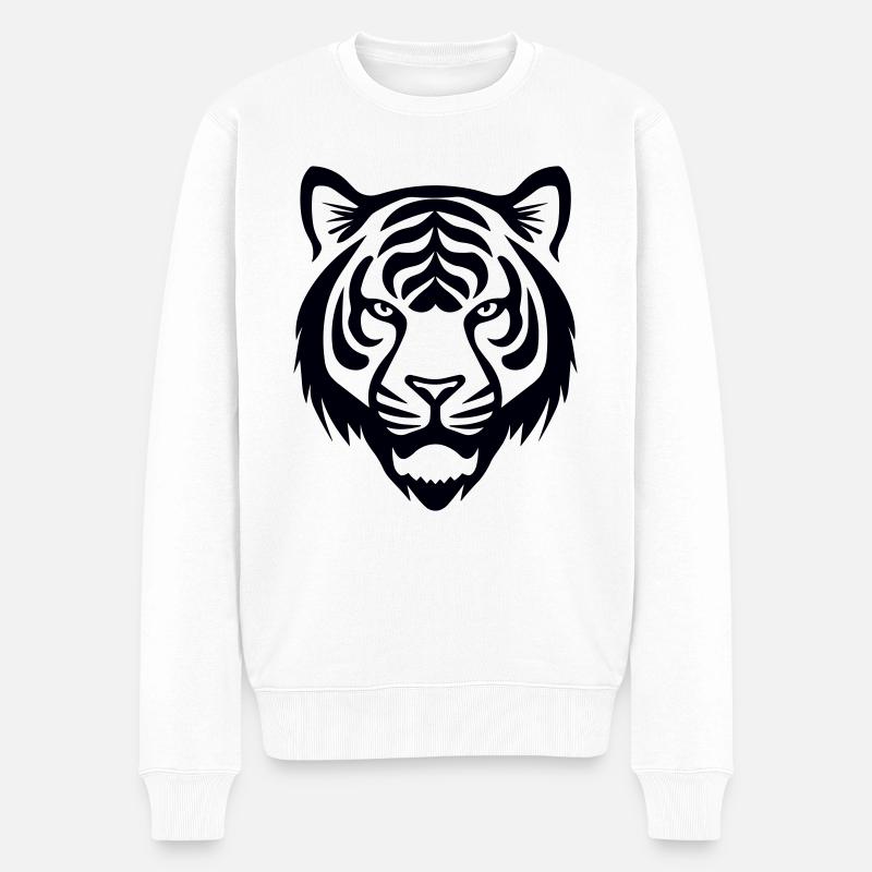 Felin Dschungel-Tigerkopf - Männer Premium Bio Pullover - Weiß