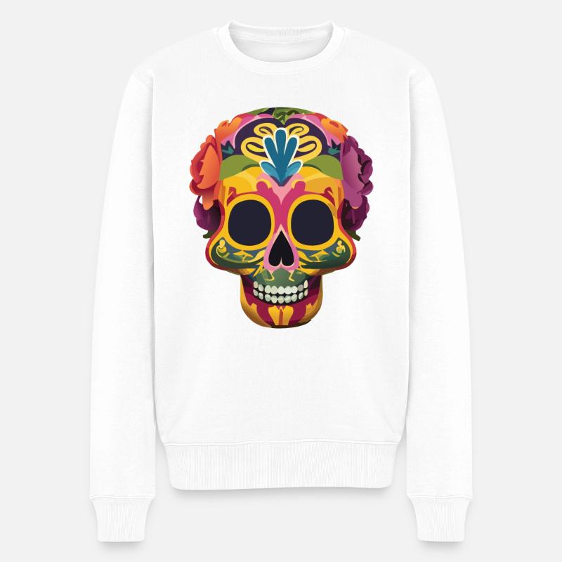 Calaveras Schädel - Männer Premium Bio Pullover - Weiß