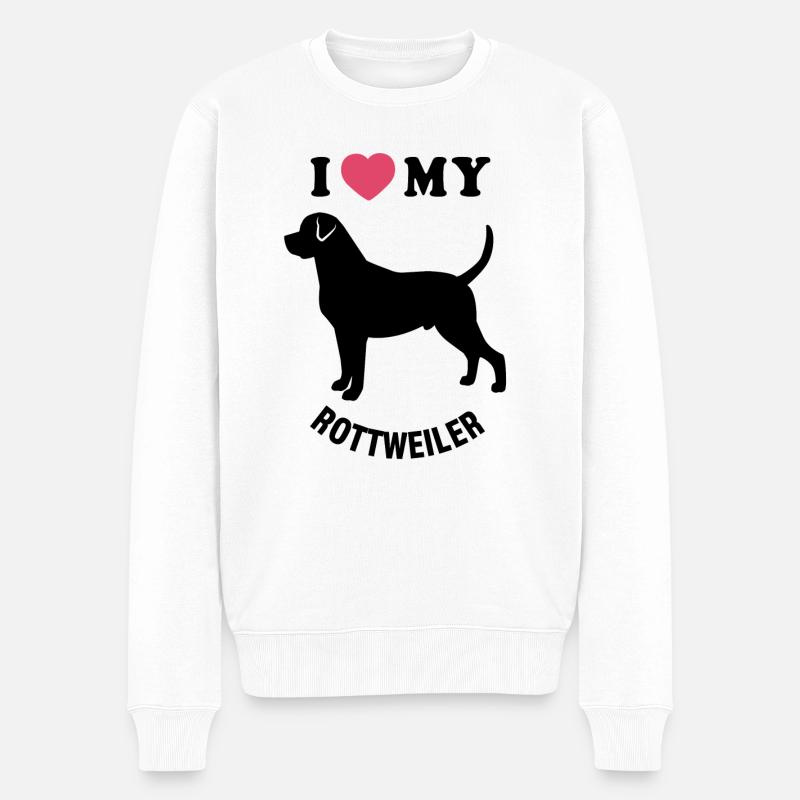 J’adore mon rottweiler - Pull Premium bio Homme - blanc