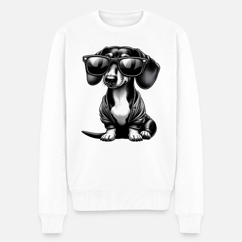 Chien teckel mignon - Pull Premium bio Homme - blanc
