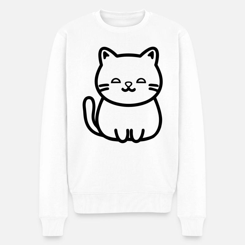 Katze - Männer Premium Bio Pullover - Weiß