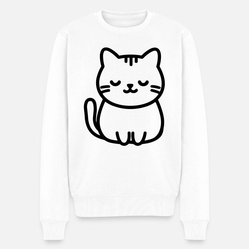 chat - Pull Premium bio Homme - blanc