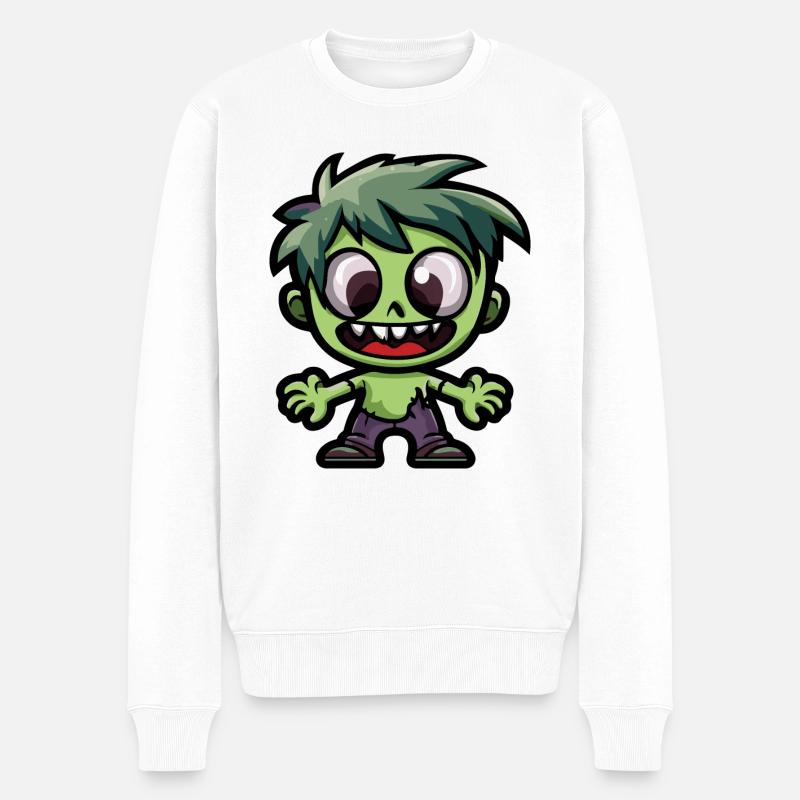 Zombie Halloween Niedlich Comic - Männer Premium Bio Pullover - Weiß