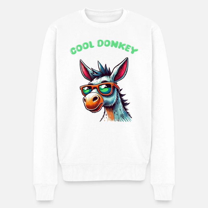 esel comic cool - Männer Premium Bio Pullover - Weiß