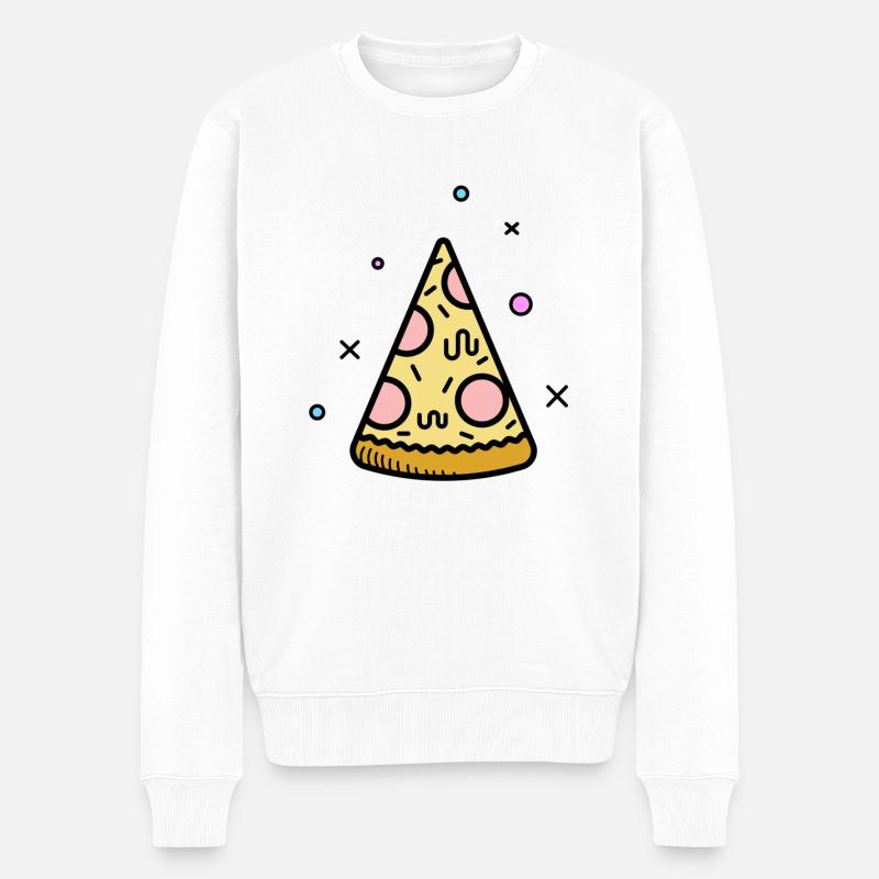 Ein Stück Pizza T-Shirt - Männer Premium Bio Pullover - Weiß