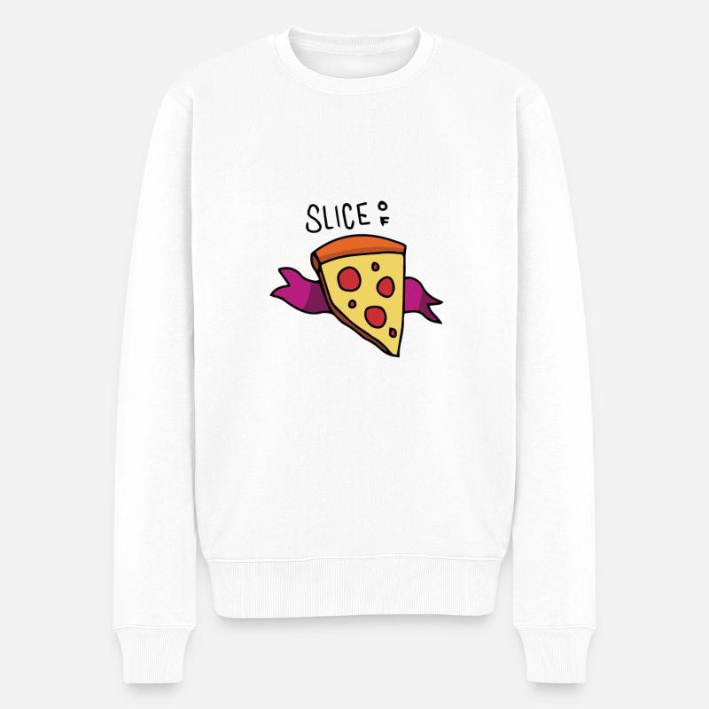 Mangez une tranche de pizza - Pull Premium bio Homme - blanc