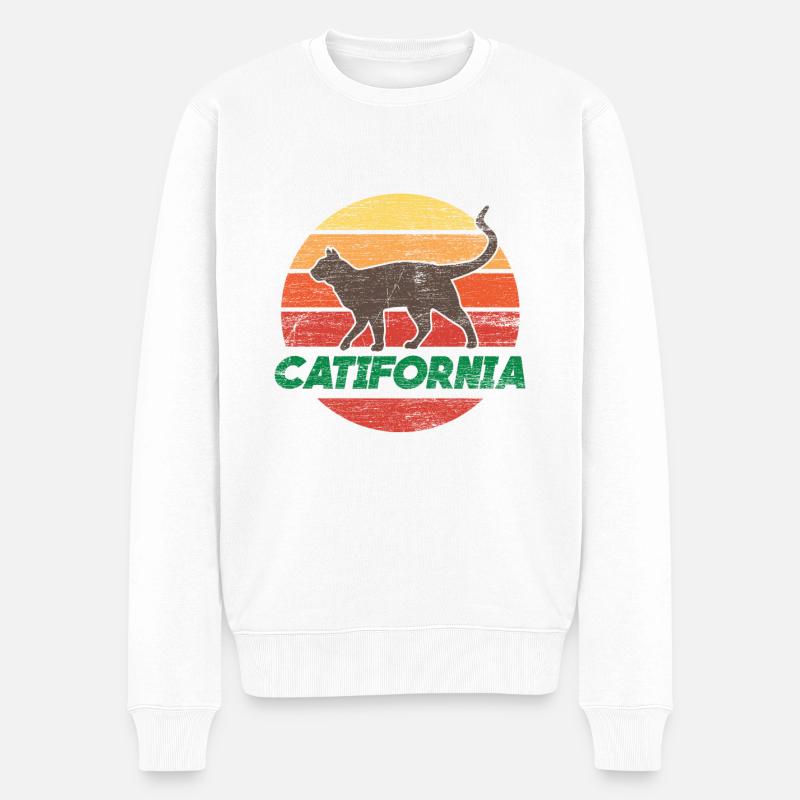 Catifornia Katze Geschenk - Männer Premium Bio Pullover - Weiß