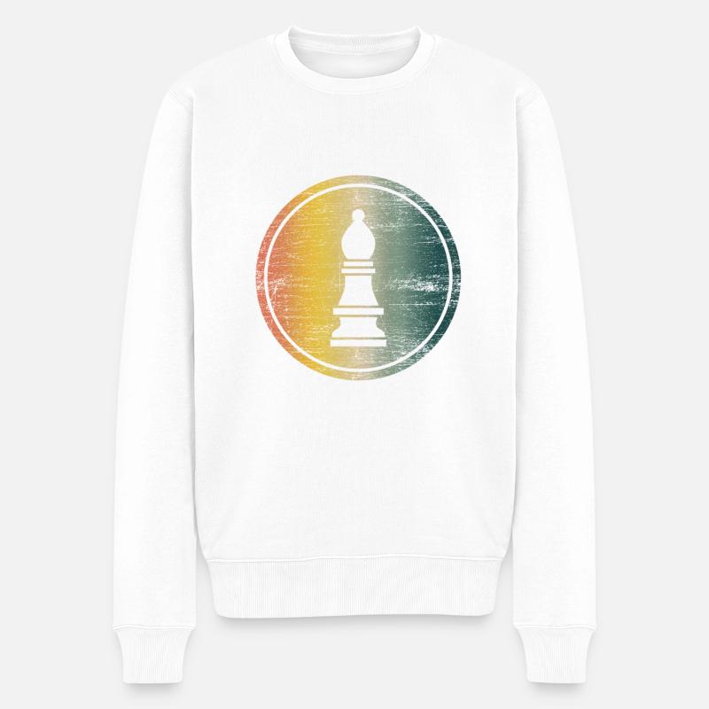 Schach Bauer Läufer Springer Geschenk Idee Nerds - Männer Premium Bio Pullover - Weiß