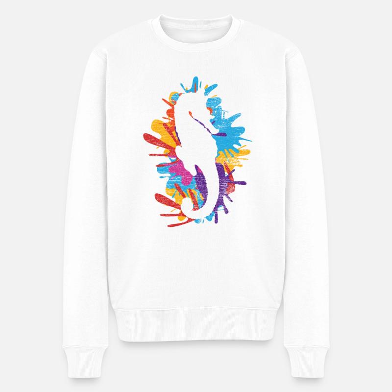 Seepferd Seepferdchen Fisch Meer Ozean Geschenk - Männer Premium Bio Pullover - Weiß