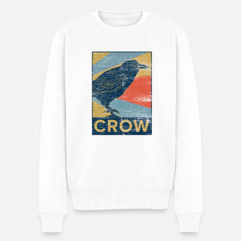 Rabe Krähe Vogel Tier Geschenk Haustier vintage - Männer Premium Bio Pullover - Weiß