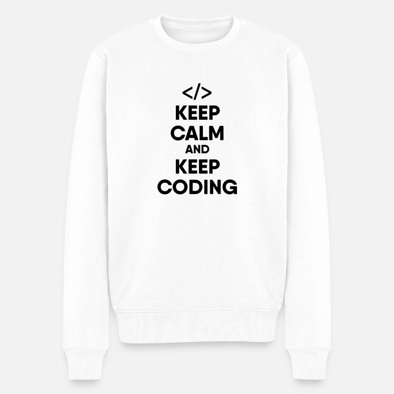 Programmeur Reste calme - Pull Premium bio Homme - blanc