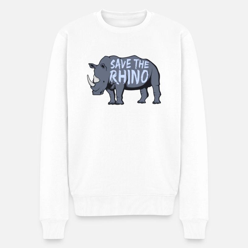 Espèces en danger de rhinocéros - Pull Premium bio Homme - blanc