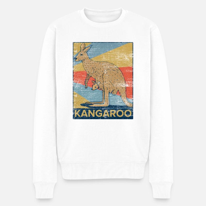 Känguru Australien Outback Beuteltier Geschenk - Männer Premium Bio Pullover - Weiß