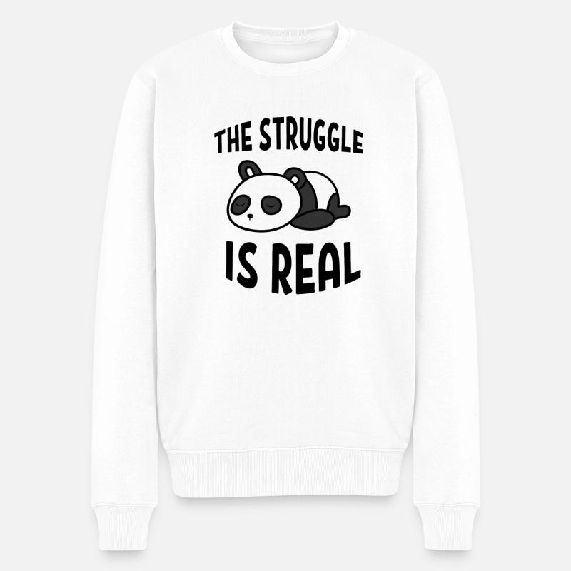 Panda müde - Männer Premium Bio Pullover - Weiß