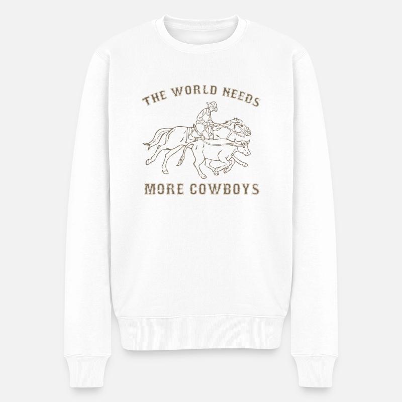Cowboy - Männer Premium Bio Pullover - Weiß