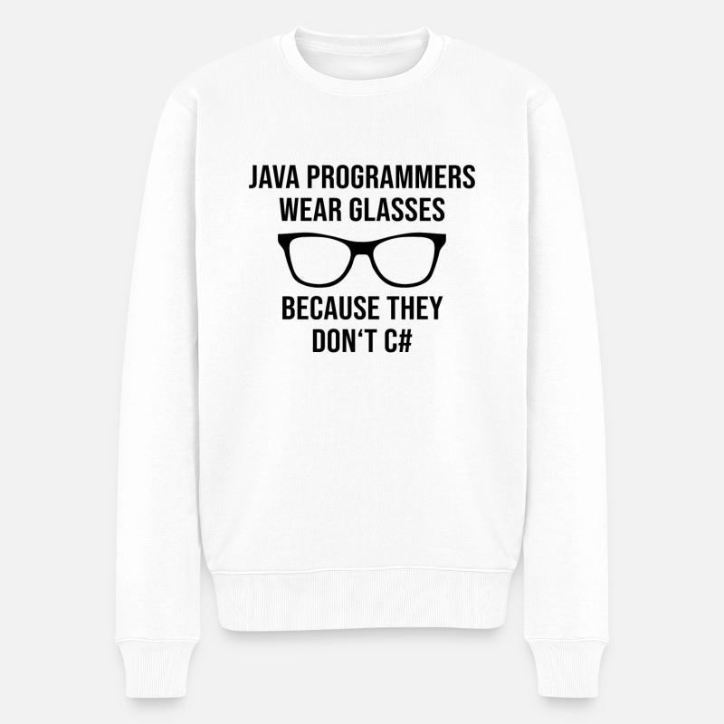 Programmeur Java Developer Glasses - Pull Premium bio Homme - blanc