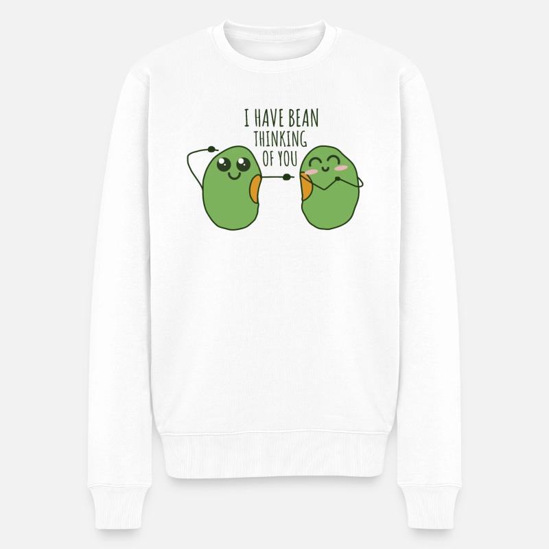 Wortspiel: Ich Dachte An Dich - Männer Premium Bio Pullover - Weiß