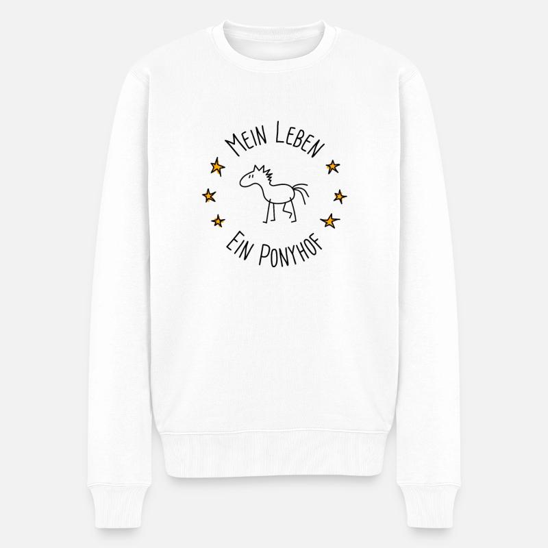 Mein Leben Ein Ponyhof - Männer Premium Bio Pullover - Weiß