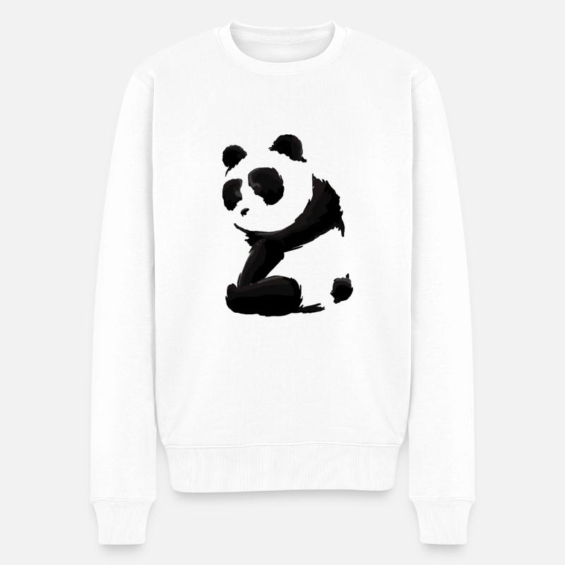 Panda - Männer Premium Bio Pullover - Weiß
