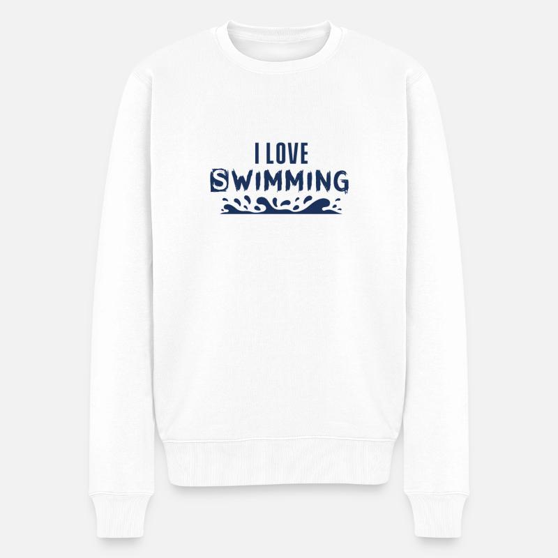 Schwimmerin - Männer Premium Bio Pullover - Weiß
