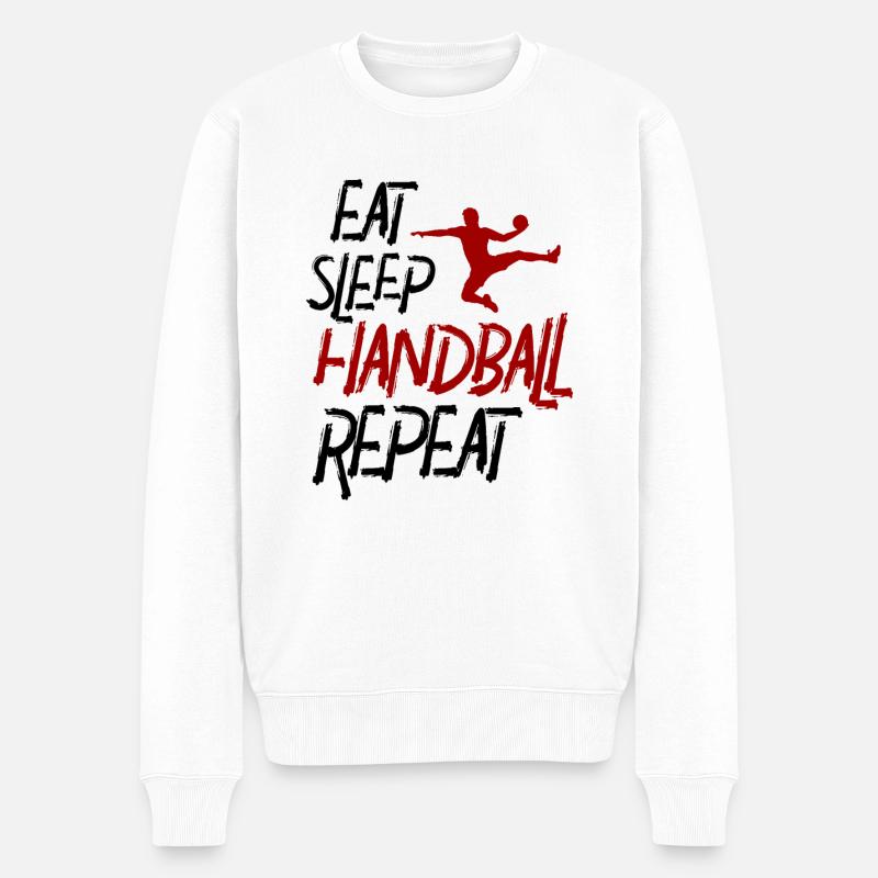 Eat Sleep Handball Répéter - Pull Premium bio Homme - blanc