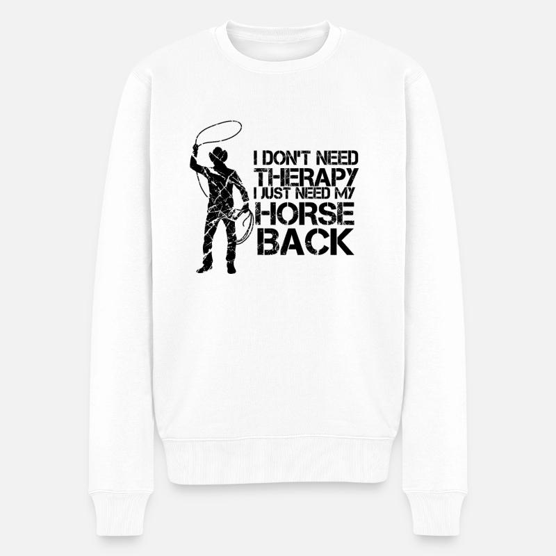 Pferde Reiten Pony Pferdereiten Reiterin Horseback - Männer Premium Bio Pullover - Weiß