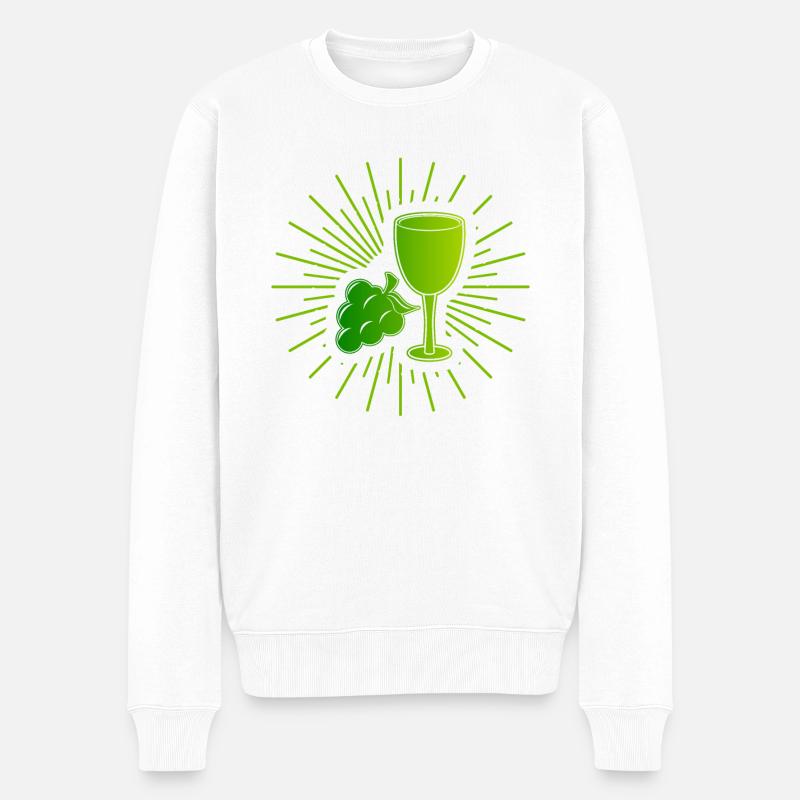 Weinrebe Weinglas - Männer Premium Bio Pullover - Weiß