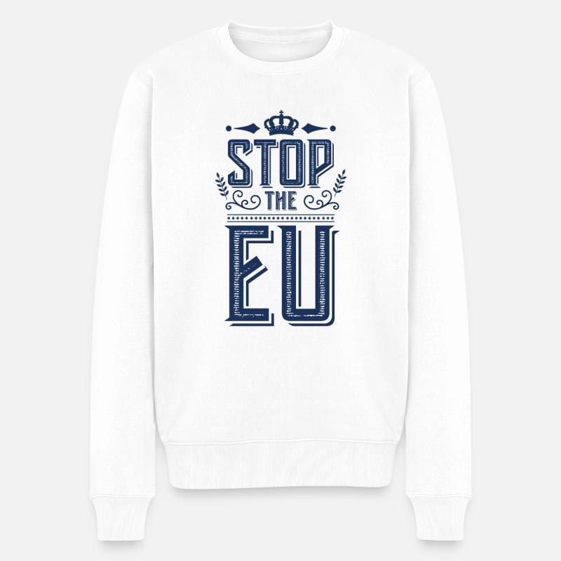 Stop die EU - Männer Premium Bio Pullover - Weiß