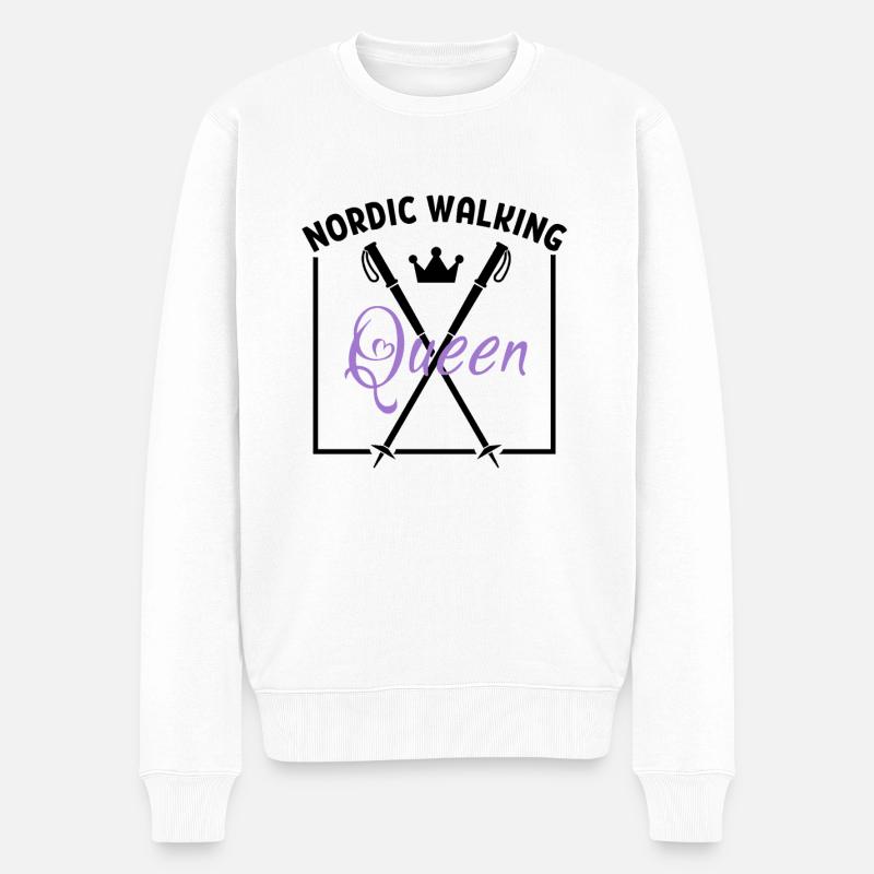 Nordic Walking Königin - Männer Premium Bio Pullover - Weiß