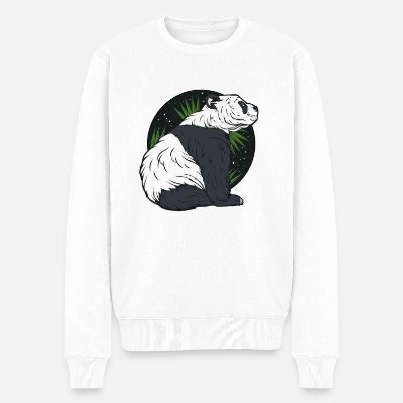 Pandabär - Männer Premium Bio Pullover - Weiß