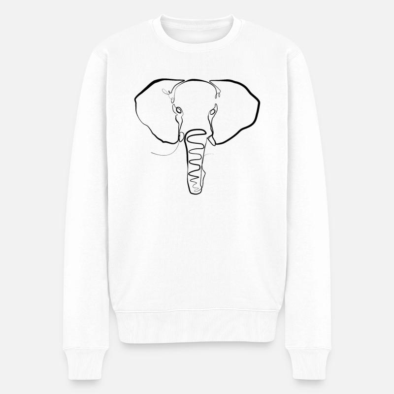 Eléphant tête Éléphant one-line drawing - Pull Premium bio Homme - blanc